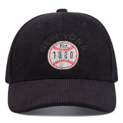 Cappellino da baseball in velluto a coste ricamato New York 1920, nero
