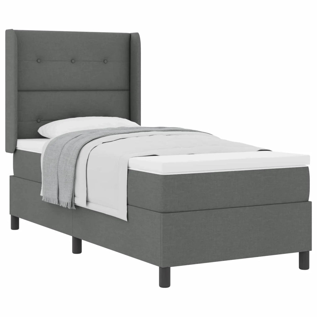 Letto a molle con materasso Grigio scuro 200 x 90 cm Tessuto 3341624