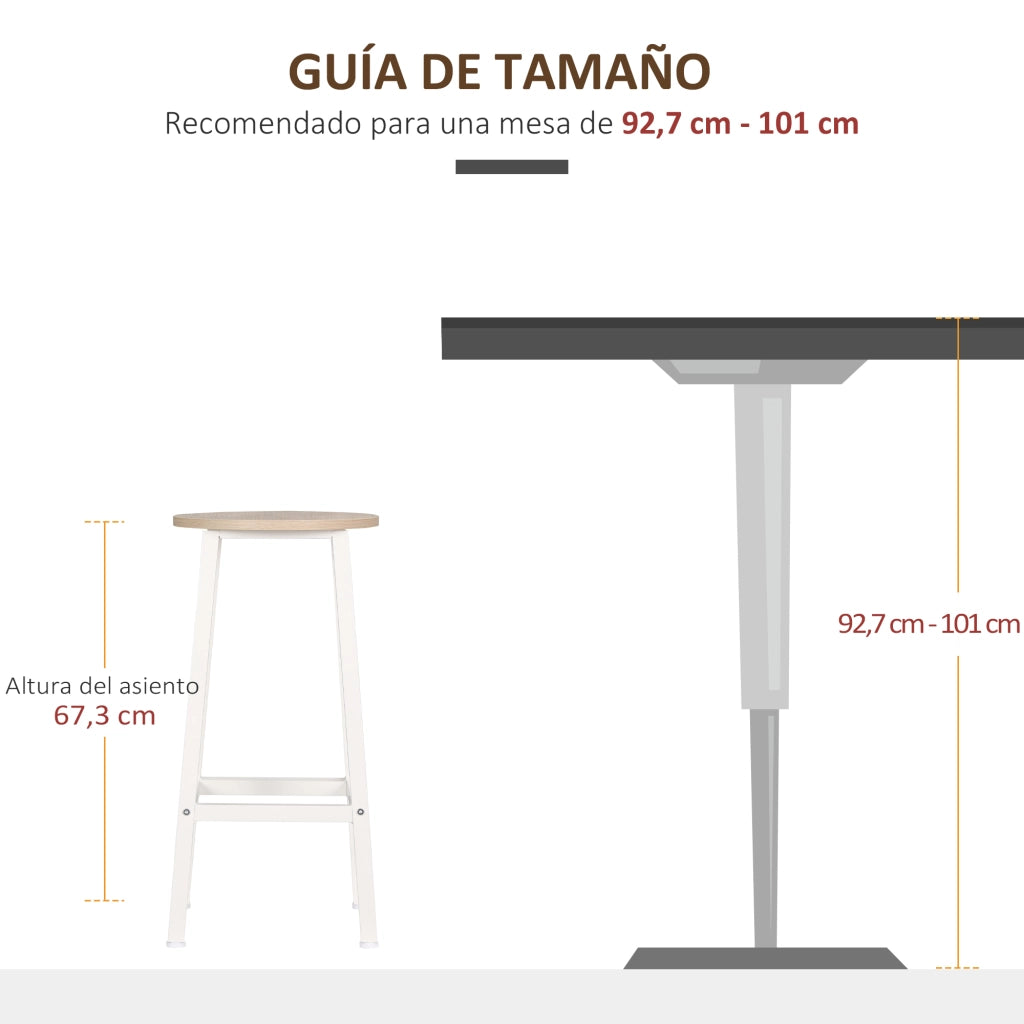 Sgabelli da Cucina ¨C Minimal ¨C Melamina e Acciaio 32,5x32,5x65 cm Naturale e Bianco