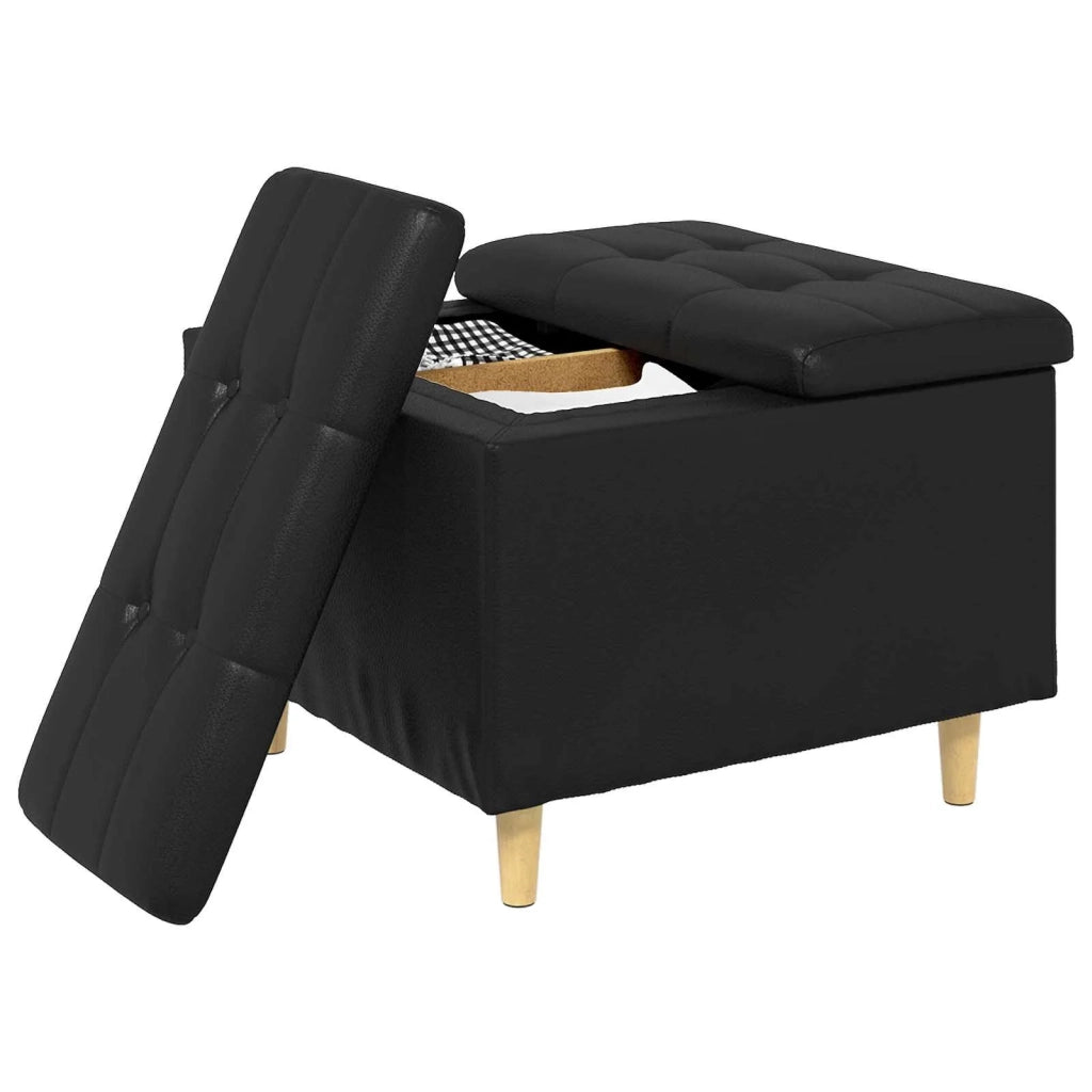 Pouf contenitore Nero 60 x 60 x 45 cm Pelle sintetica
