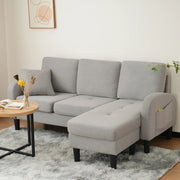 Divano angolare a L con chaise longue - Zephmum- 3 posti 166x118x77 cm Tessuto misto lino-cotone
