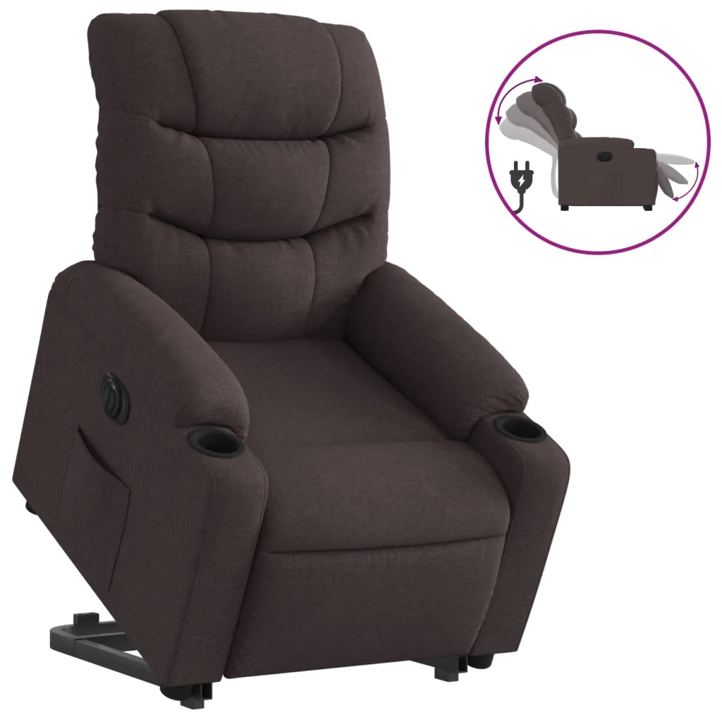 Poltrona Alzapersona Reclinante Elettrica Marrone Scuro Tessuto 3206668