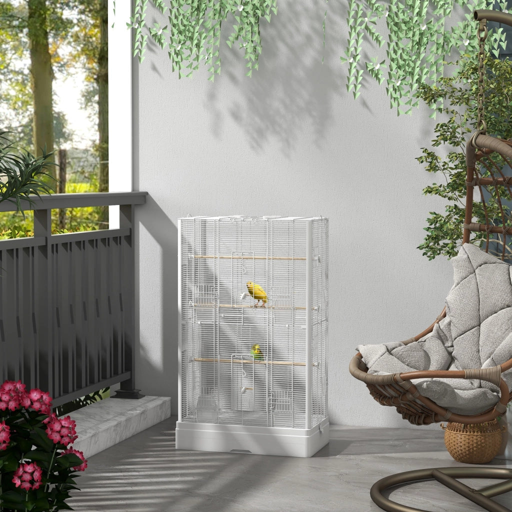 Gabbia per Uccelli Voliera con Vassoio Estraibile ¨C zephmum ¨C Bianco 61x36.5x98 cm