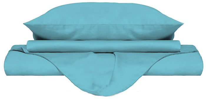 Copripiumino Matrimoniale con Sacco e Federe Tinta Unita Azzurro