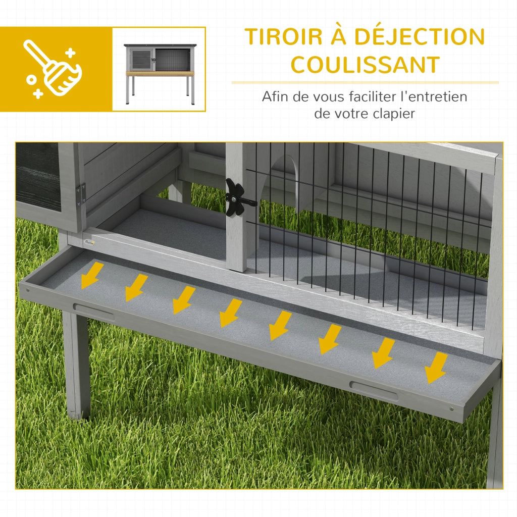 Gabbia per conigli con piedi e tetto apribile ¨C zephmum ¨C Grigio
