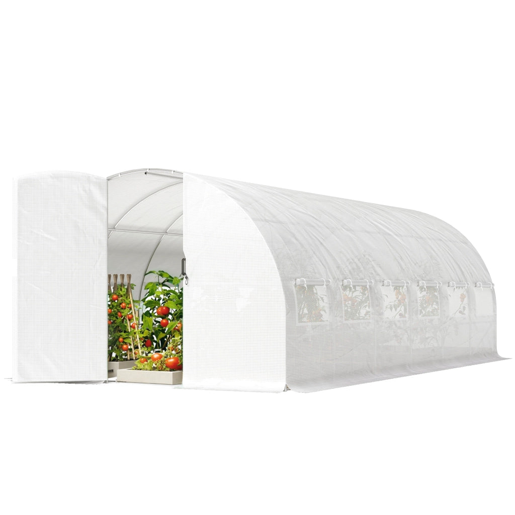 Tunnel Serra 6x3x2 m ¨C Zephmum ¨C Bianco Acciaio Galvanizzato 12 Finestre
