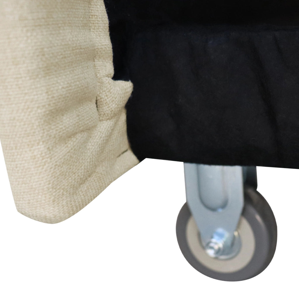 Divano letto 3 in 1; schienale reclinabile; cotone e lino beige