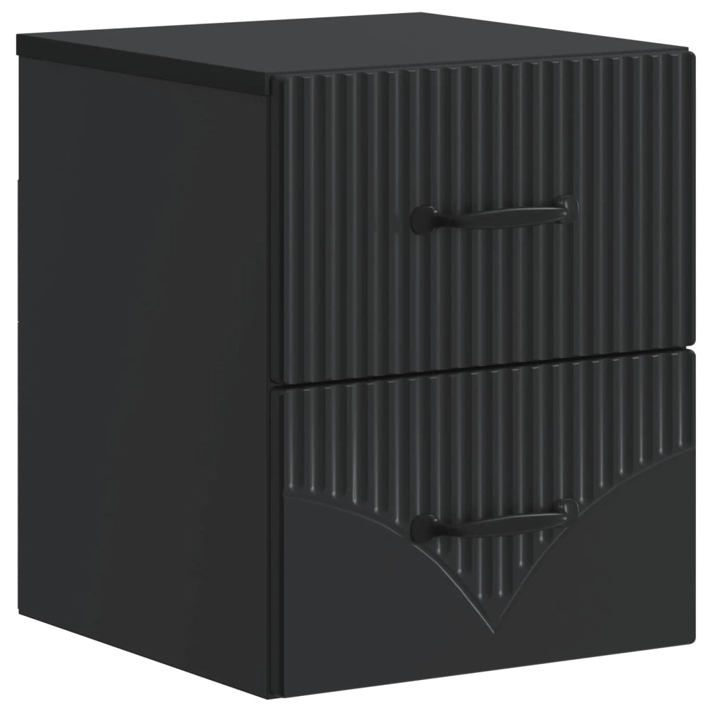 Mobiletto da notte a muro 2 pz Nero 34,5 x 33 x 40 cm 898978