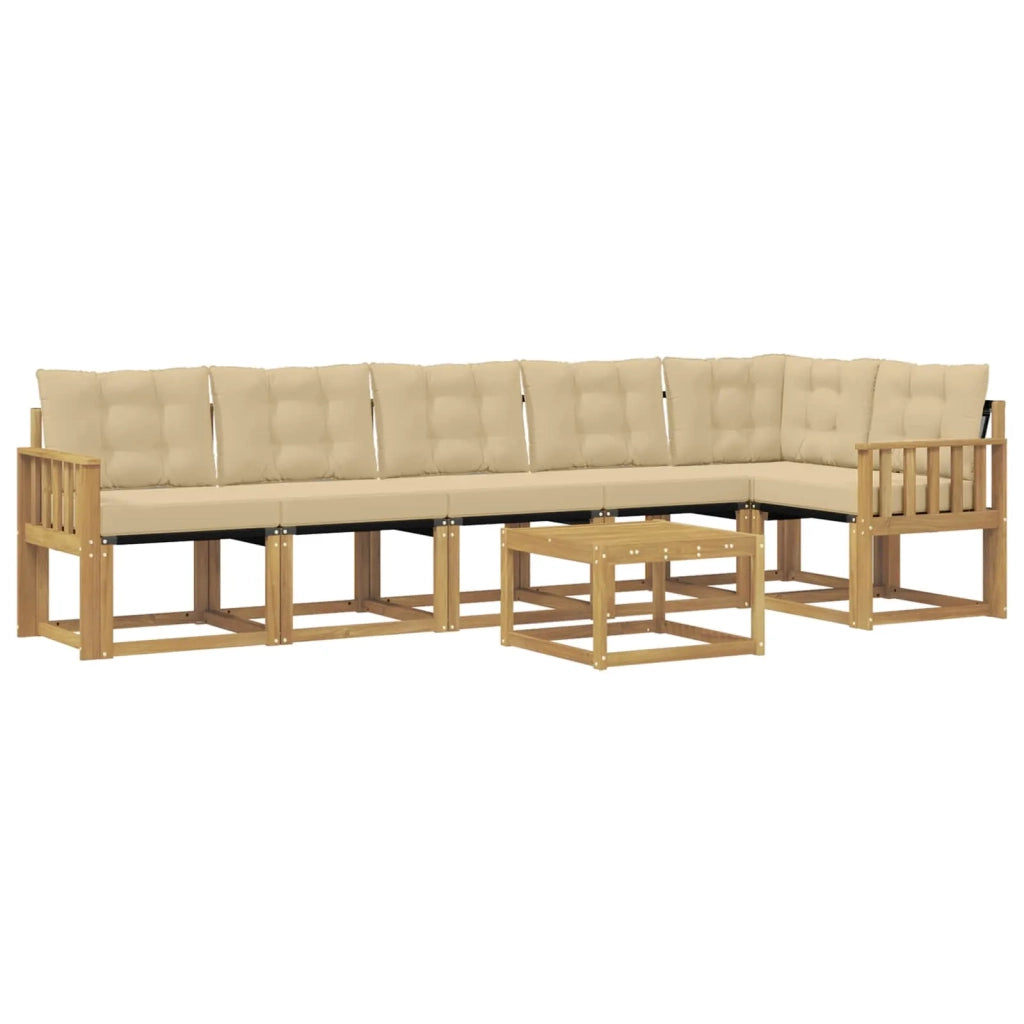 Set di divani da esterno con cuscino 7 pcs Bianco e Beige