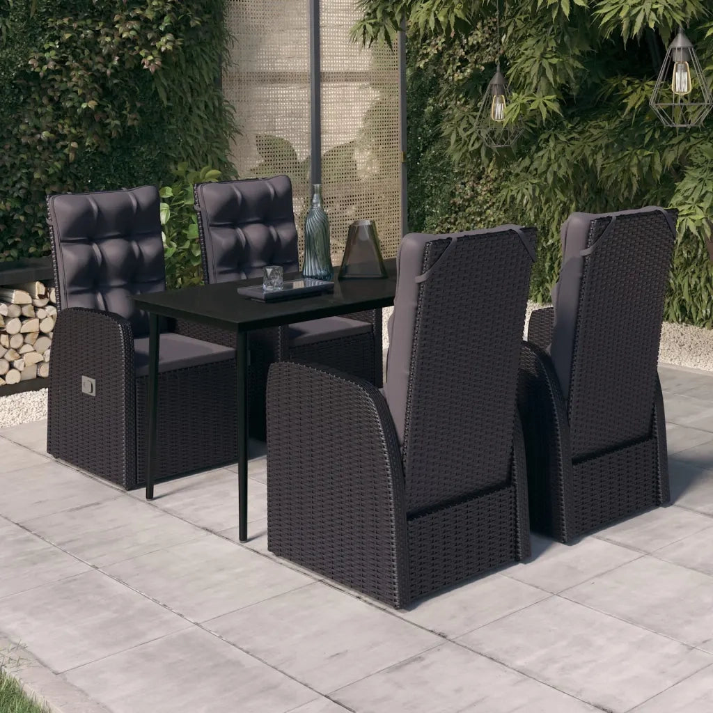 Set da Pranzo da Giardino 5 pz con Cuscini Nero cod mxl 43748