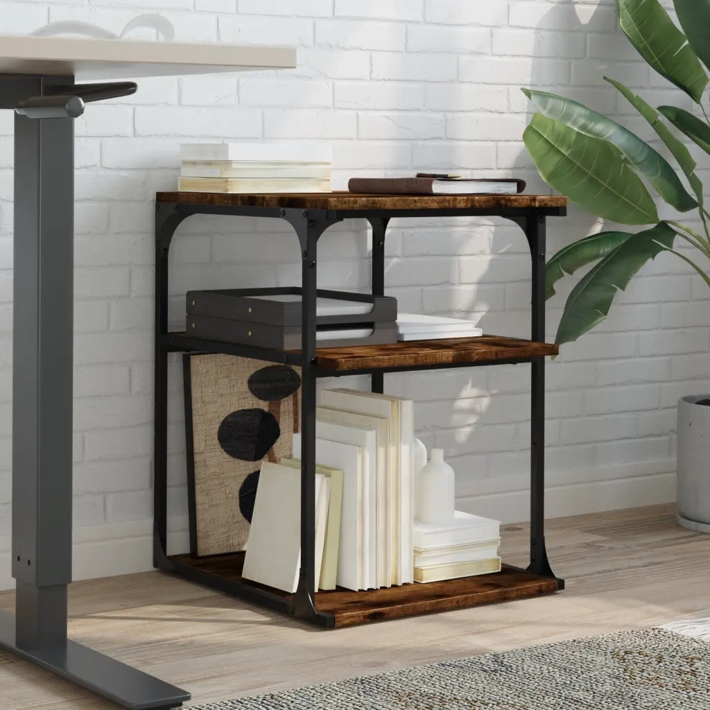Supporto Stampante 3 Livelli Rovere Fumo 43x48x64cm Multistrato 842278