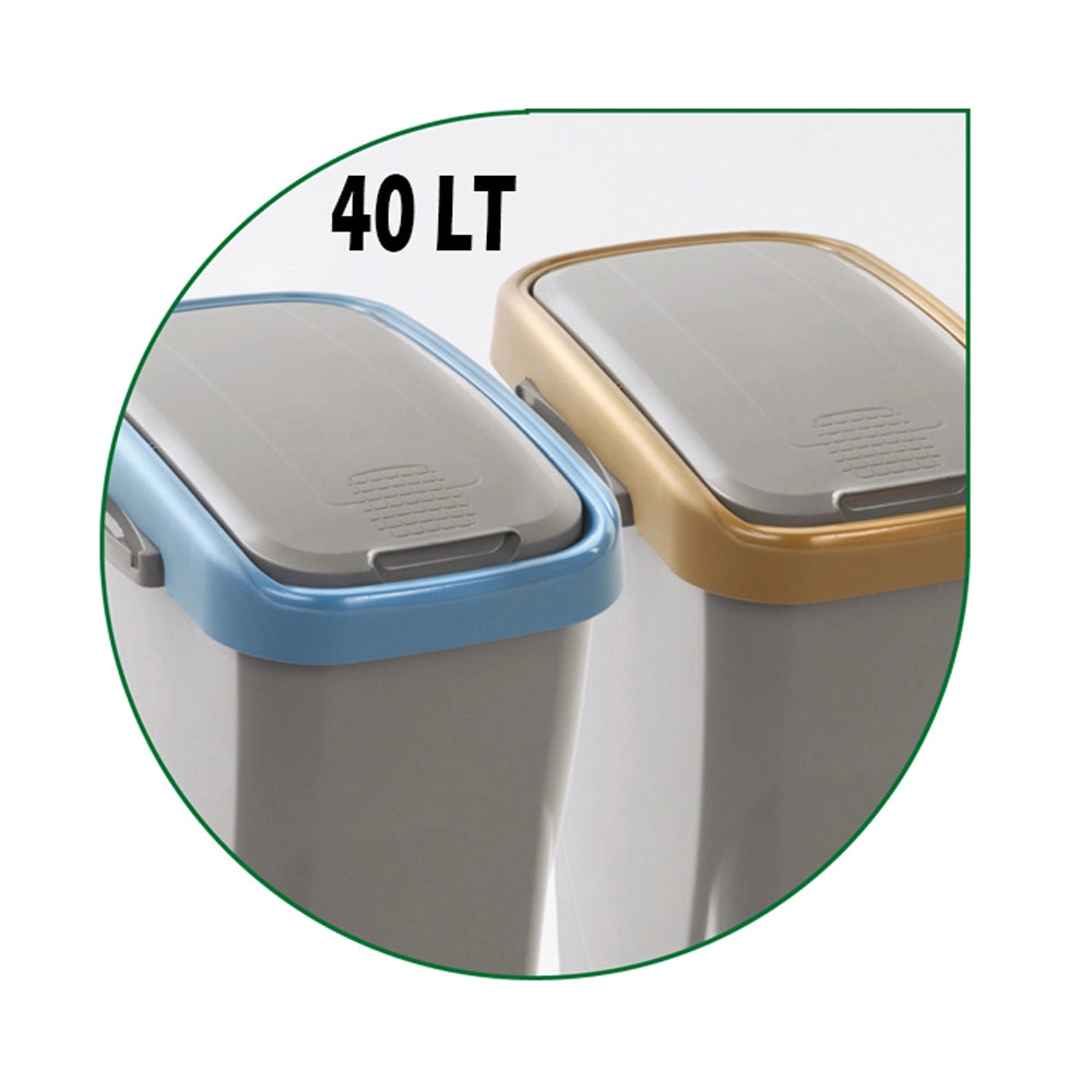 BIDONE PATTUMIERA RACCOLTA DIFFERENZIATA "ECOSWING" 40LT GRIGIO CORNICE GIALLA MHOME 10.8073.GIALLO