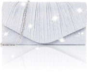 Borsa in argento, clutch donna con glitter, per festa di capodanno e matrimonio