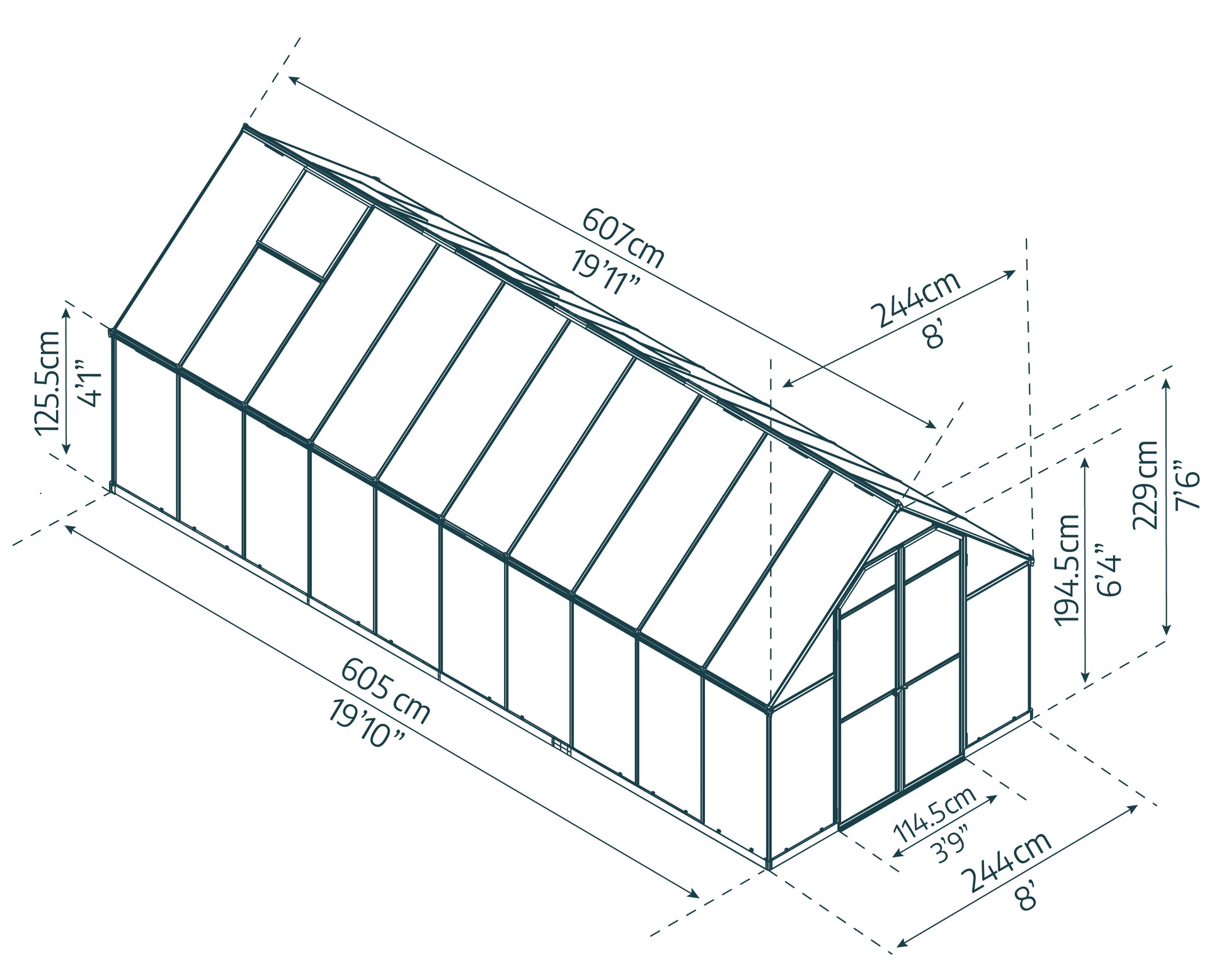 Canopia Essence Doppio Strato Serra Da Giardino in Policarbonato 607X244X229 cm  Argento