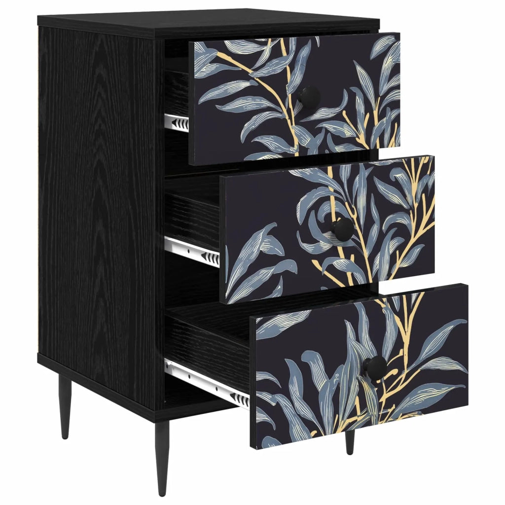 Armadio da Notte DOKKUM 2 pz Rovere Nero 36 x 33 x 61 cm 8007326
