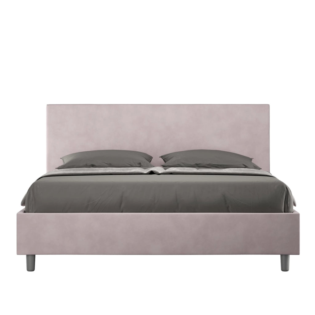 Letto matrimoniale senza rete imbottito 160x190 microfibra glicine Adele