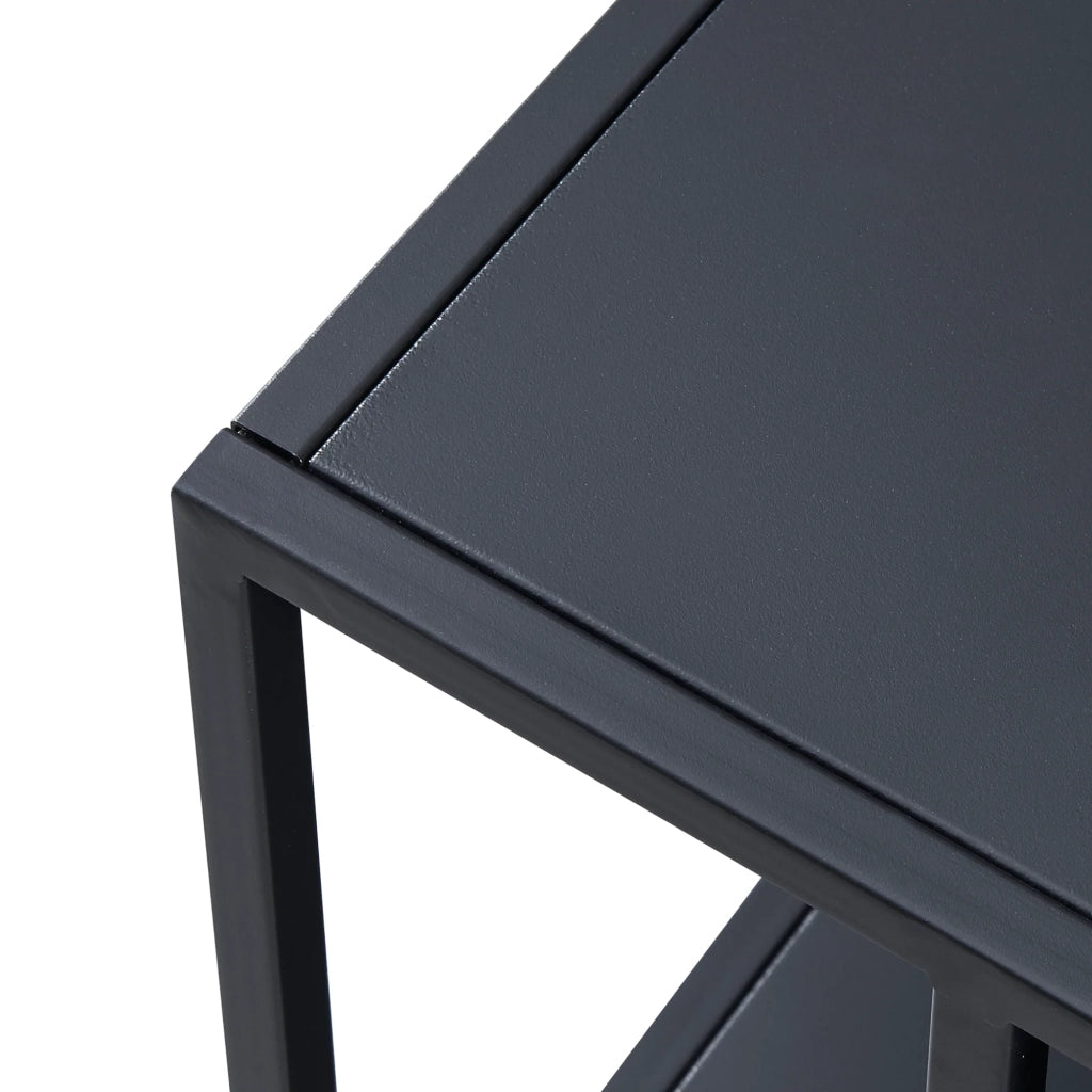 Tavolino da caffè in metallo a due piani 47 x 110 x 55 cm nero 03_0008455