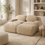 Divano angolare modulare in velluto a coste beige 208x178x70 cm; senza telaio