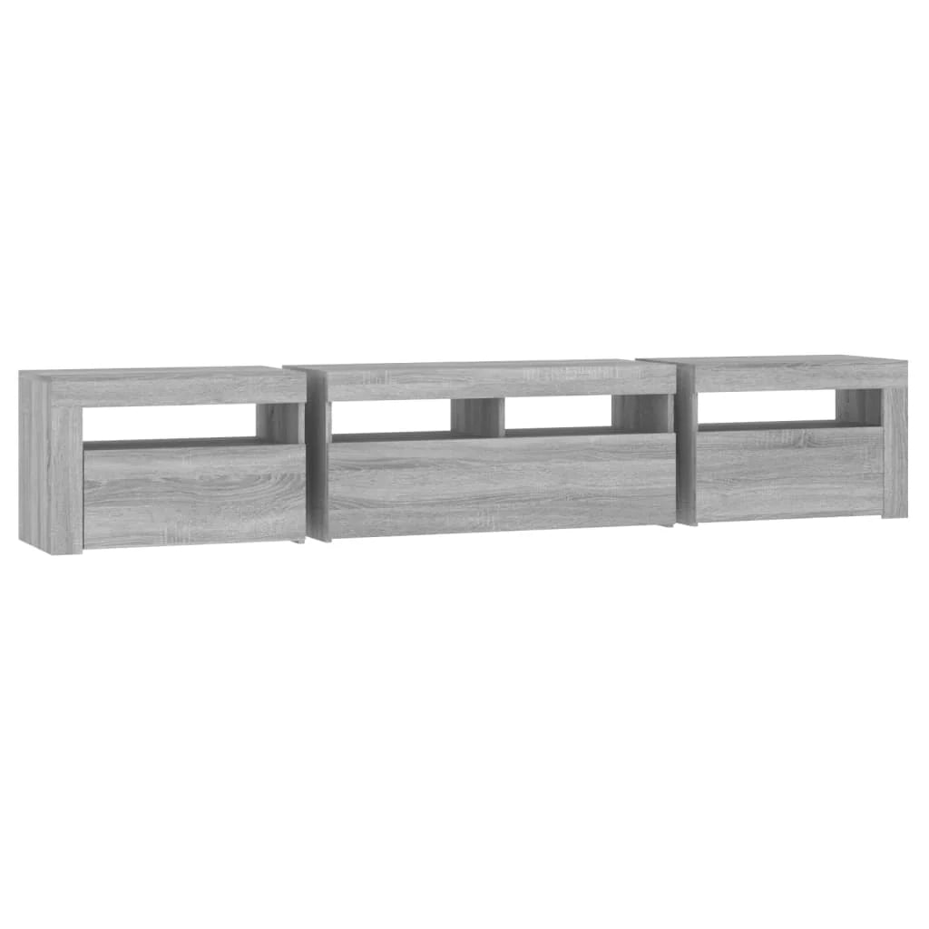 Mobile TV multimediale mensola TV credenza mobile TV sala da pranzo soggiorno camera da letto con luci LED Sonoma 210 x 35 x 40 cm grigio 02_0026811