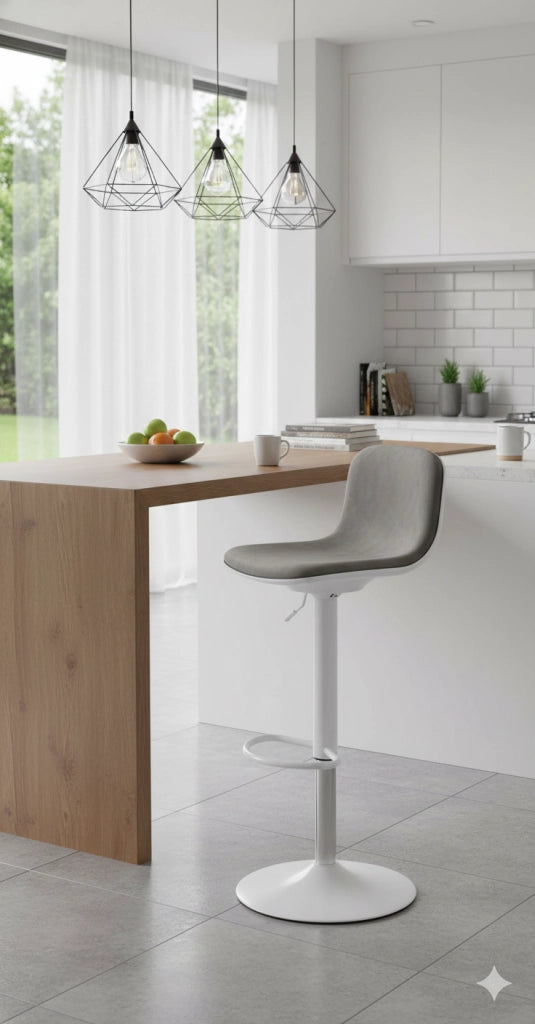 Sgabello con Alzata a Gas e Seduta Girevole in Similpelle Motti Boyd Grigio