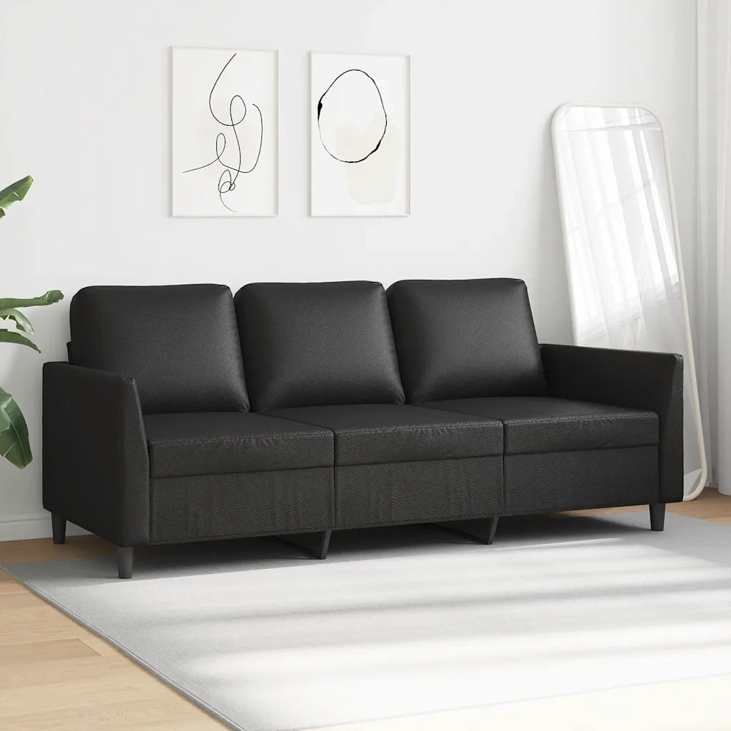 Divano a 3 Posti Nero 180 cm in Similpelle 359338