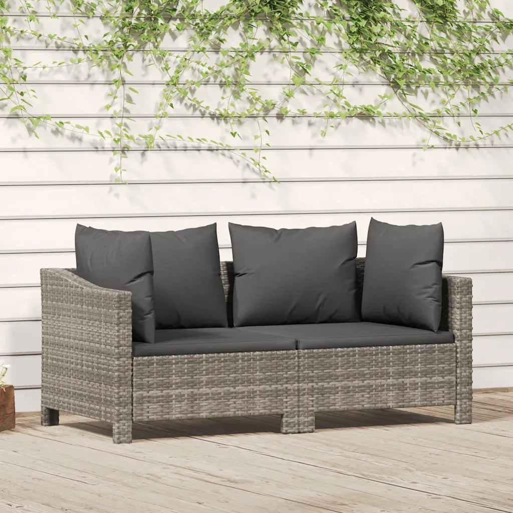 Set da giardino 2 pz | Set Salotto da Giardino con cuscini grigio in polyrattan