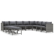 Set di mobili da giardino mobili da esterno 11 pezzi con cuscini resina intrecciata grigia 02_0015410