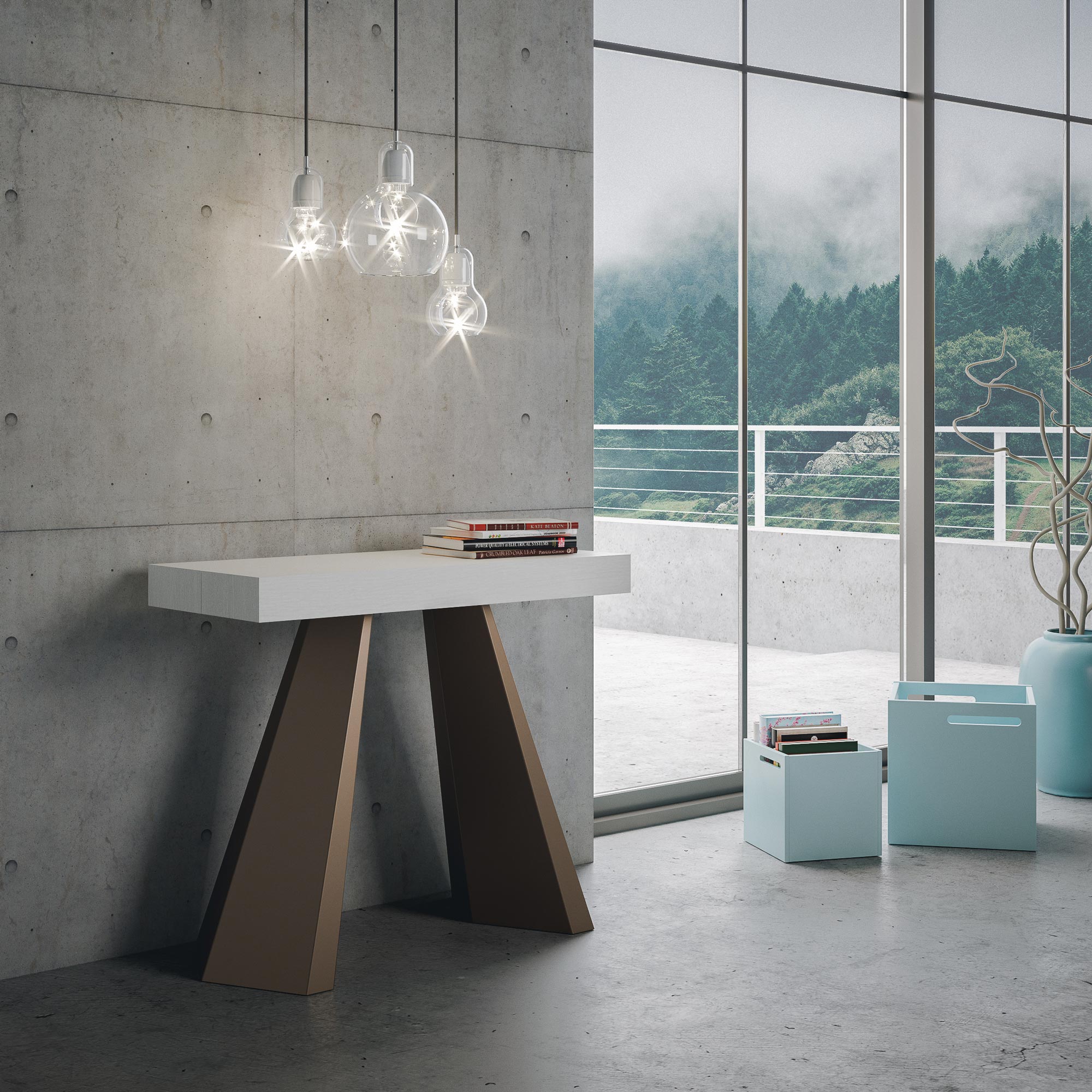 Consolle Allungabile in Legno e Ferro H77x40x90/300cm Diamante Bianco Frassino Orso Classica