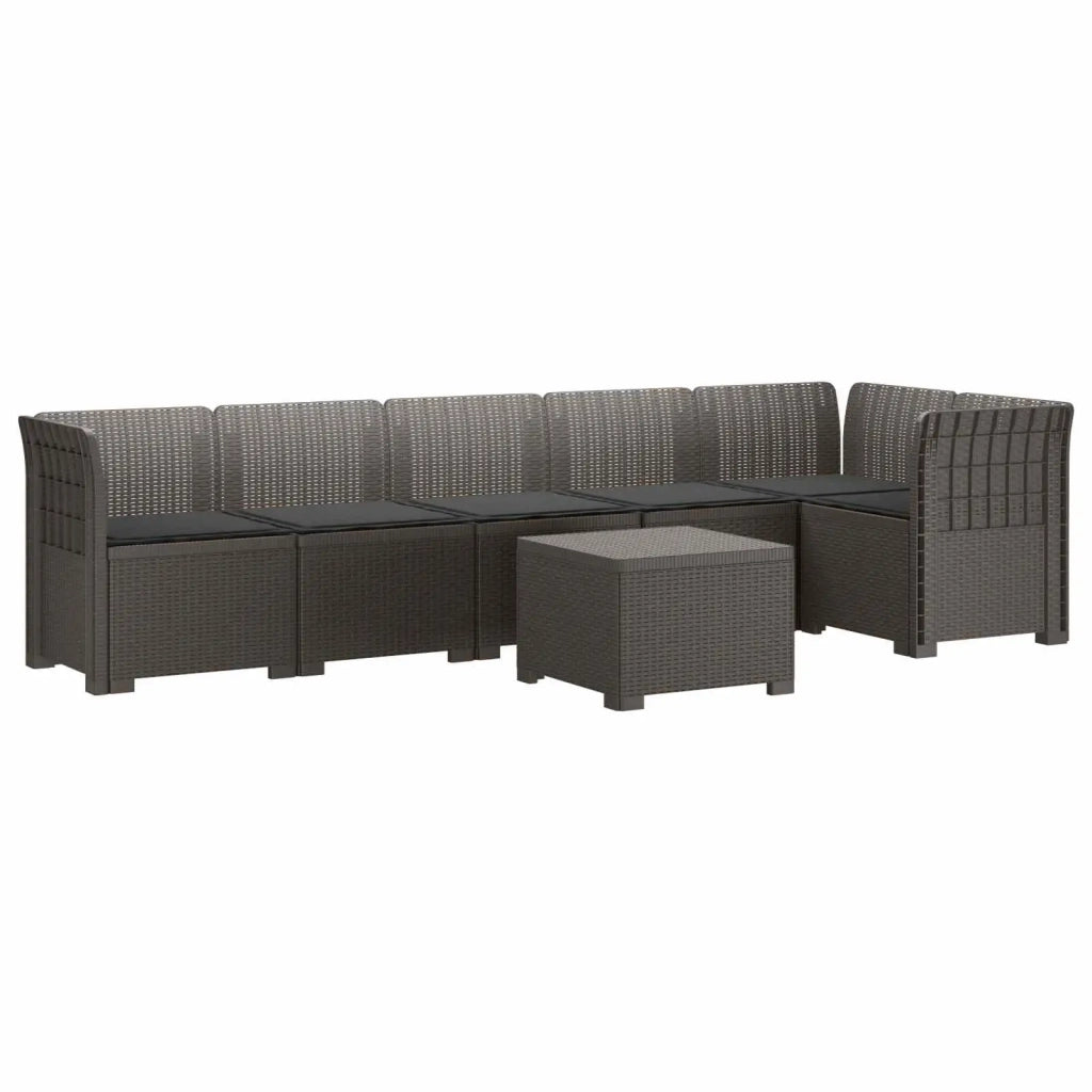 Divano da Giardino 6 Posti con Cuscini Aspetto Rattan PP 3444119