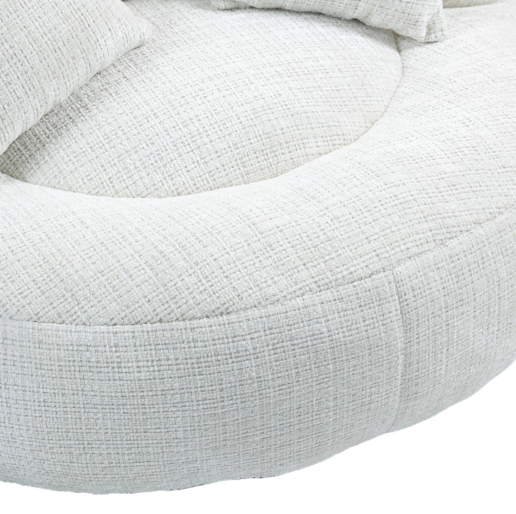 Poltrona sacco 108x108x52 cm ampia e comoda in chenille beige