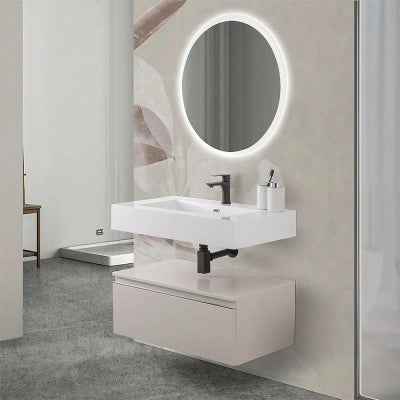 Lavabo sospeso in resina 80 cm bianco lucido  Lodi
