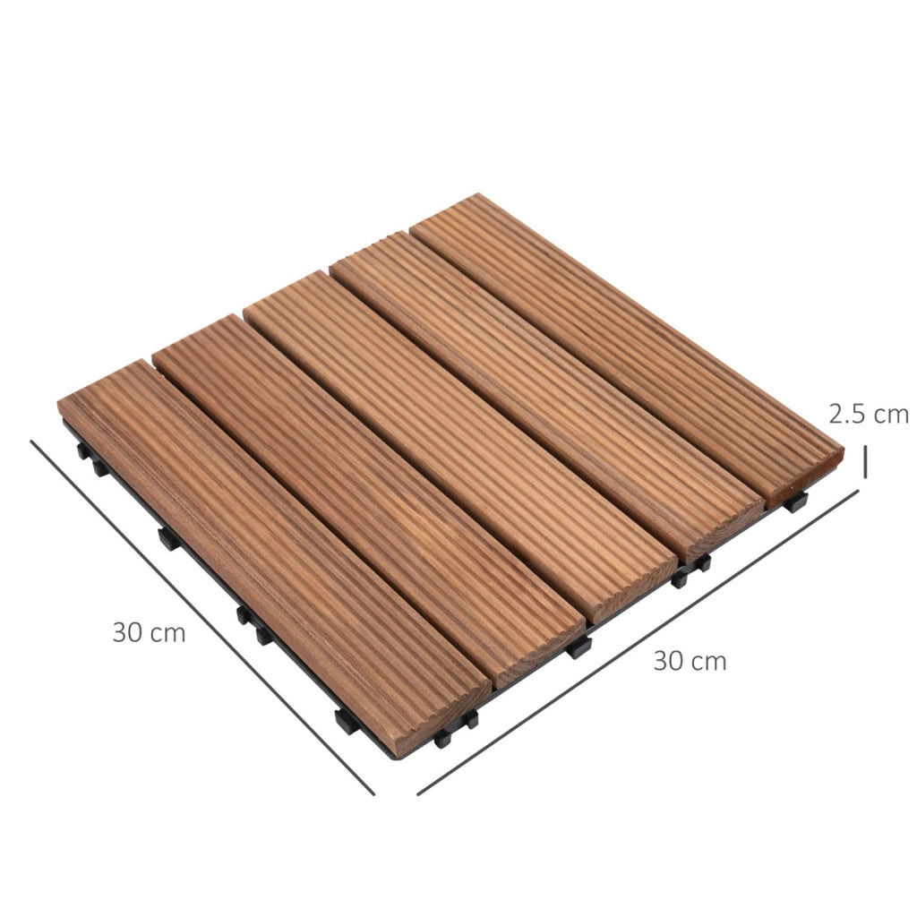 EasyComfort Piastrelle per Esterni Pavimento in Legno, Set 27 Pezzi Montaggio a Incastro, 30x30x2.5cm