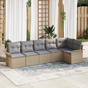 Set di divani da giardino 6 pezzi con cuscini Beige Polyrattan