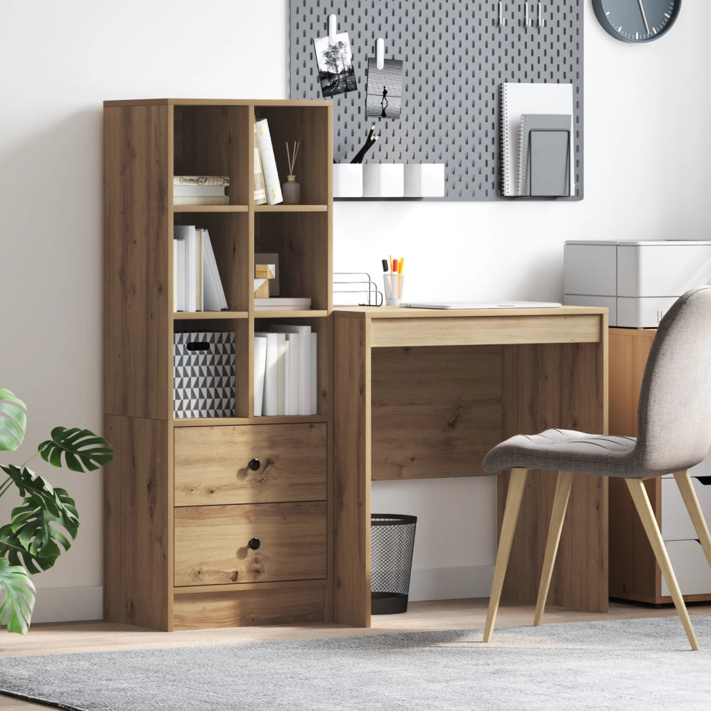 Scrivania con Storage Rovere Artigianale Legno Ingegnerizzato