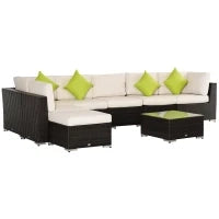 Mobili da Giardino in Rattan e Alluminio Set 8 Pezzi, Salotto da Giardino Componibile con Divani e Tavolino da Esterno