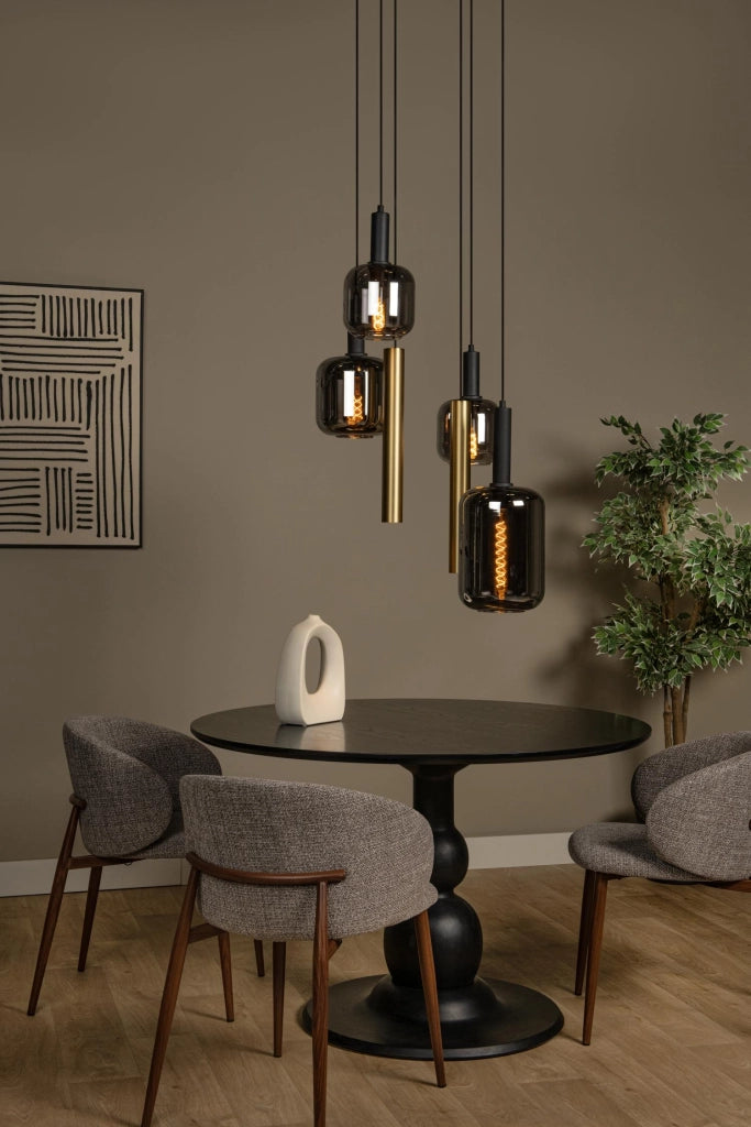 Lampada a sospensione JOANET nera oro 4xE27 2xGU10 Lucide