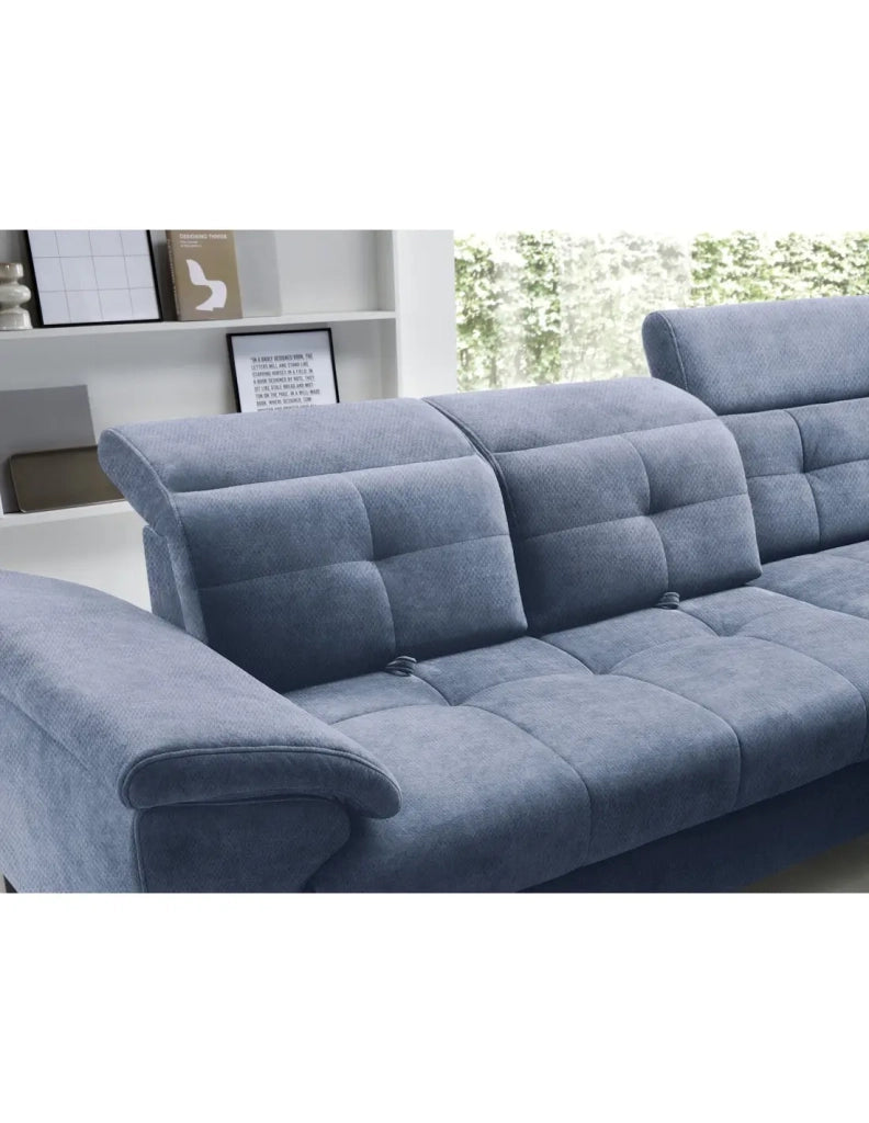 Divano ad angolo Blu 5 posti angolo destro riposo quotidiano INFERNO