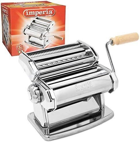 Imperia Macchina per Pasta Manuale con Manovella Sfogliatrice acciaio cromato Argento