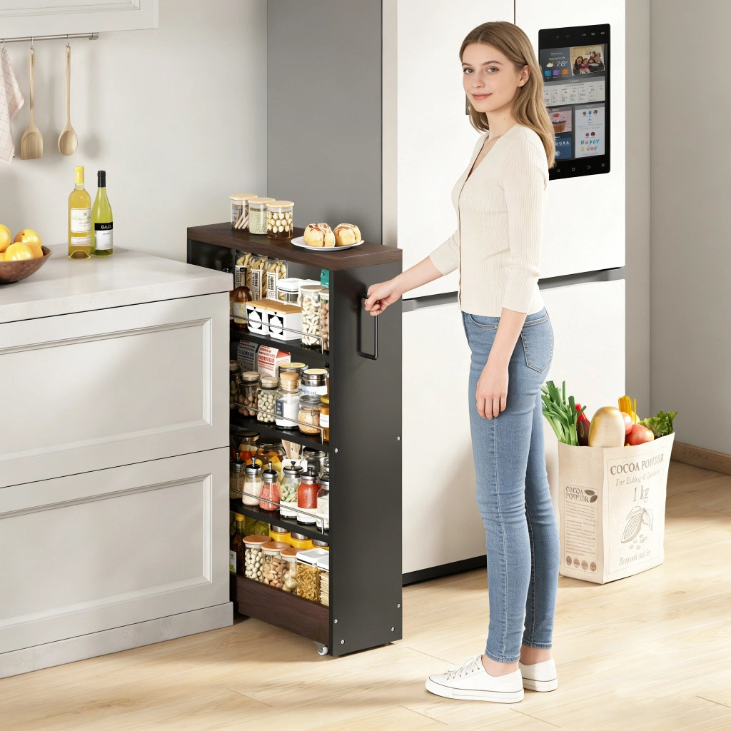 Carrello contenitore con 4 ripiani regolabili; 4 ruote; per cucina e bagno; 55 × 20 × 85 cm