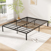 Telaio per letto 140 x 200 cm, letto piattaforma in metallo con rete a doghe e 9 gambe di supporto, spazio di archiviazione, montaggio facile, nero