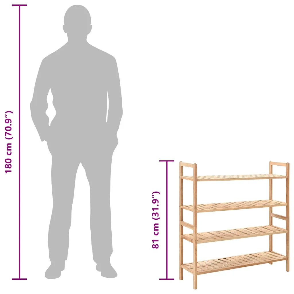 Scarpiera-Scaffale per scarpe in Legno Massello di Noce 69x26x81 cm