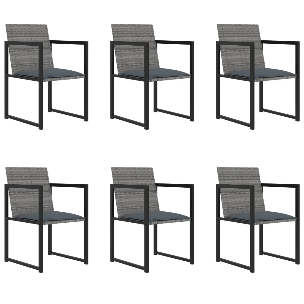 Set da Pranzo per Esterni 7 pz con Cuscini in Polyrattan Grigio 313118