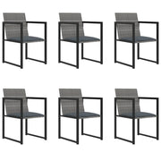 Set da Pranzo per Esterni 7 pz con Cuscini in Polyrattan Grigio 313118