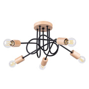 Lampadario soffitto loft BRAZZA Pure Lume nero legno 5xE27