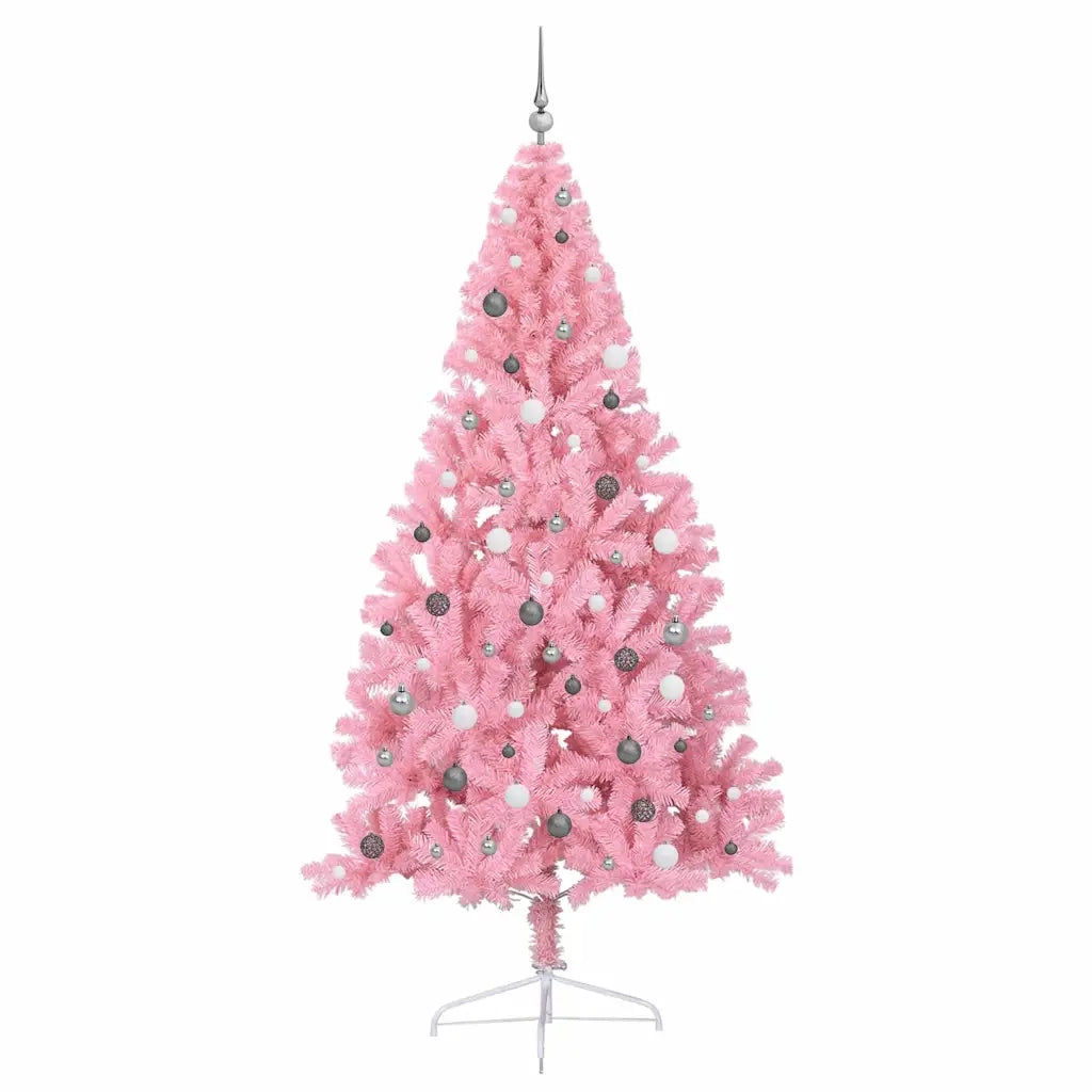 vidaXL Albero di Natale con luci a corde decorative Rosa 240 cm PVC