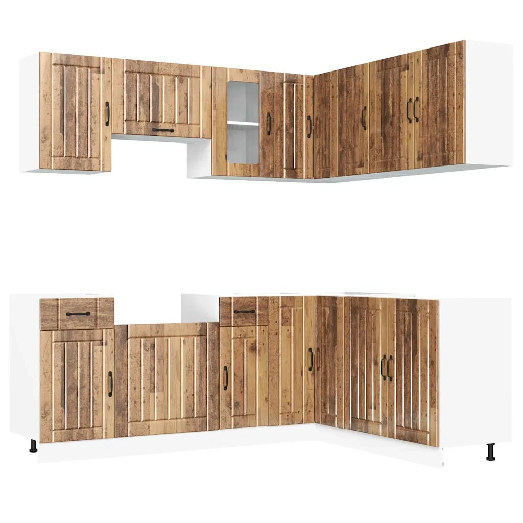 Set Mobili da Cucina 11 pz Kalmar Legno Vecchio in Truciolato