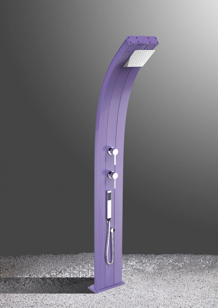 Doccia Solare da Esterno Giardino 40L Miscelatore e Doccetta Mobile Arkema Dada Fascia Inox Viola