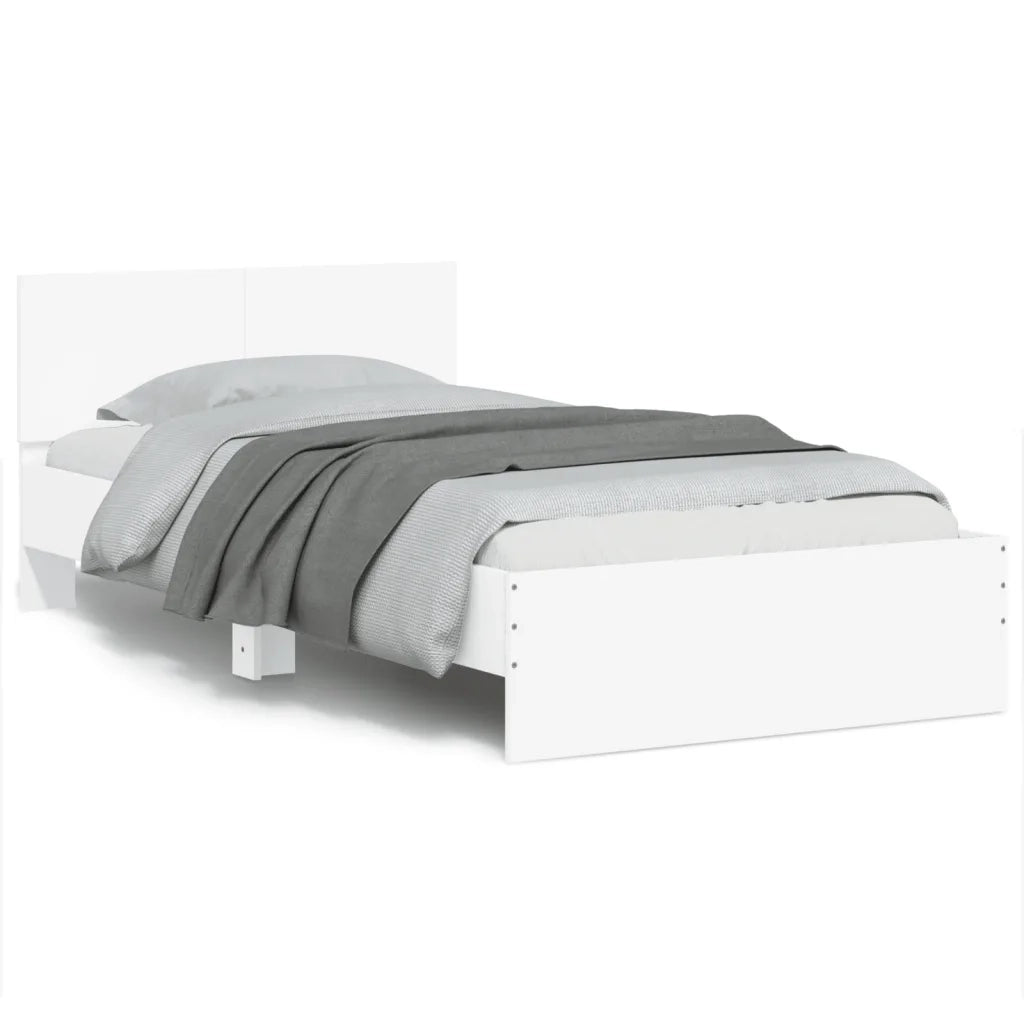 Giroletto con Testiera e LED-Struttura Letto con testiera Bianco 100x200 cm 464410