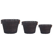 Set Cestini Portalegna Impilabili 3 pz-Cesta Legna da Ardere Marrone Scuro in Salice