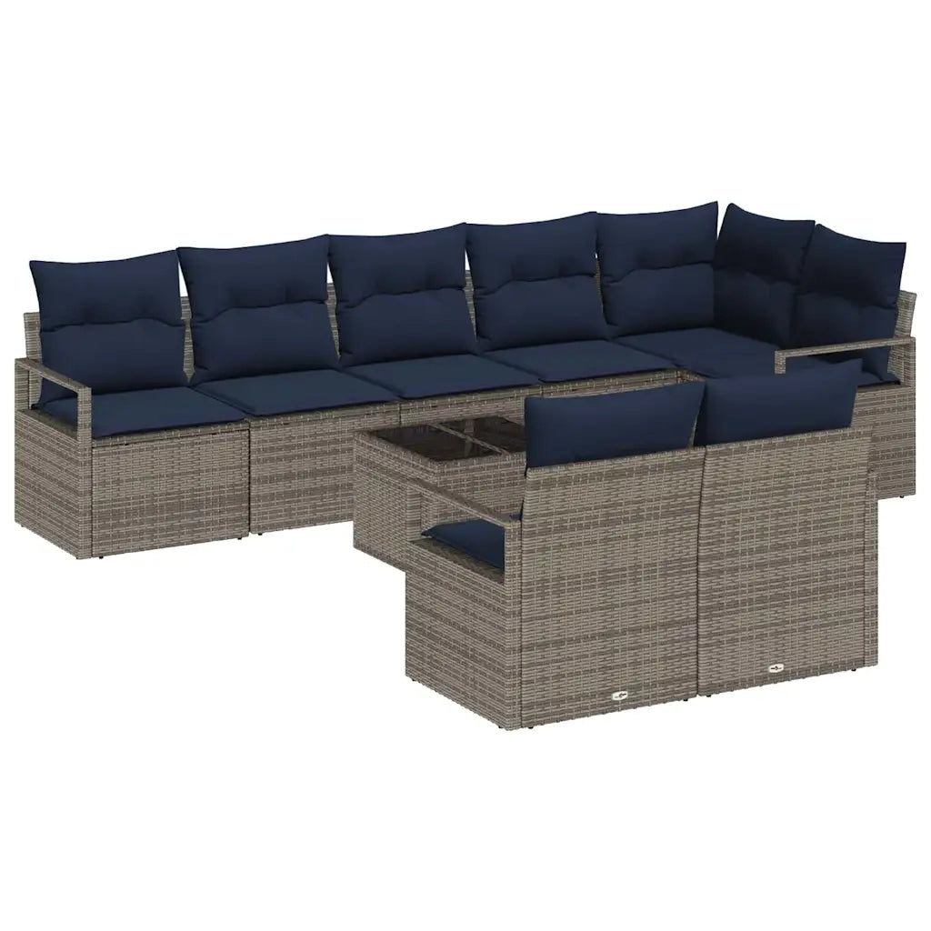 Set di divani 9 pcs Grigio polyrattan
